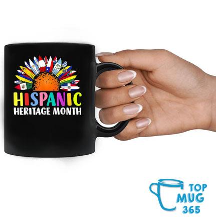 Hispanic Heritage Month Sunflower Latino Countries Flags Mug Mug đen