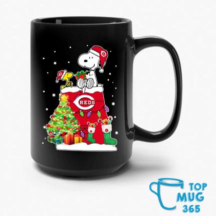 Snoopy And Woodstock Cincinnati Reds Merry Christmas Mug