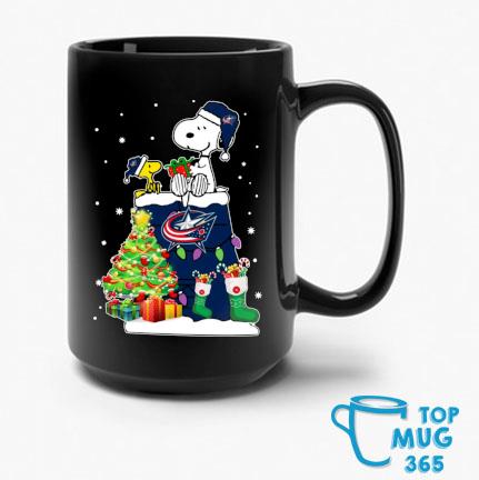 Snoopy And Woodstock Columbus Blue Jackets Merry Christmas Mug