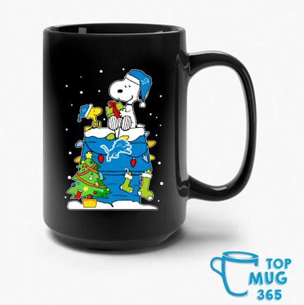 Snoopy And Woodstock Detroit Lions Merry Christmas Mug