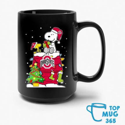 Snoopy And Woodstock Ohio State Buckeyes Merry Christmas Mug