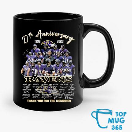 Official Baltimore Ravens 27th Anniversary 1996-2023 Thank You For The Memories Signatures Mug Mug den