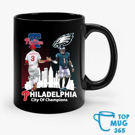 Philadelphia Phillies City Of Champions Philadelphia Phillies And Philadelphia Eagles Signatures Mug Mug den