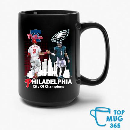 Philadelphia Phillies City Of Champions Philadelphia Phillies And Philadelphia Eagles Signatures Mug